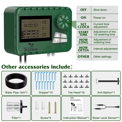 DIY Solar Irrigation Kit with 15m Hose – Garden, Balcony & Greenhouse Drip Watering System