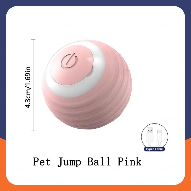 Smart interactive pet ball featuring USB rechargeability, automatic bouncing and rolling motion, designed for dogs and cats to promote active play and mental stimulation