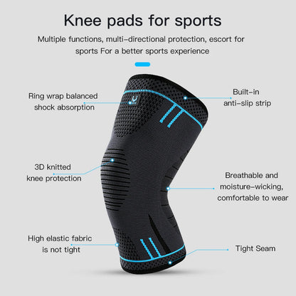 High-quality elastic breathable compression knee support sleeve with springs for sports, fitness, and injury prevention