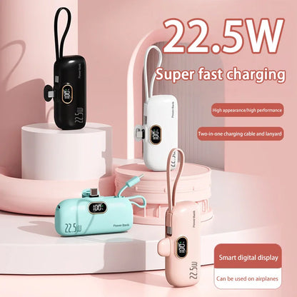 Mini Capsule Power Bank – Ultra-Compact Fast Charger & Emergency External Battery for iPhone and Android