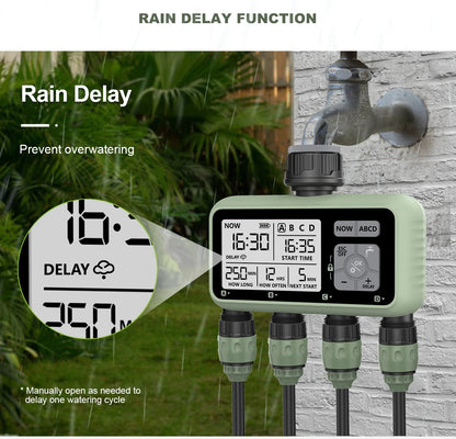 RESWAT 4-Outlet Water Timer – Multifunctional Sprinkler Controller with Multi-Caliber Adaptors for Easy Garden Irrigation