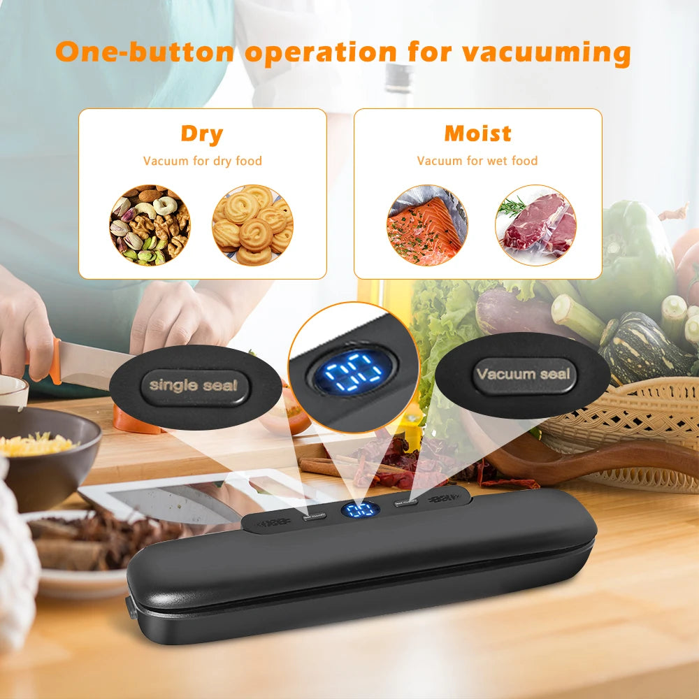 SaengQ Vacuum Sealer Machine – Food Saver with 10 Free Vacuum Bags | Household Food Preservation & Packaging