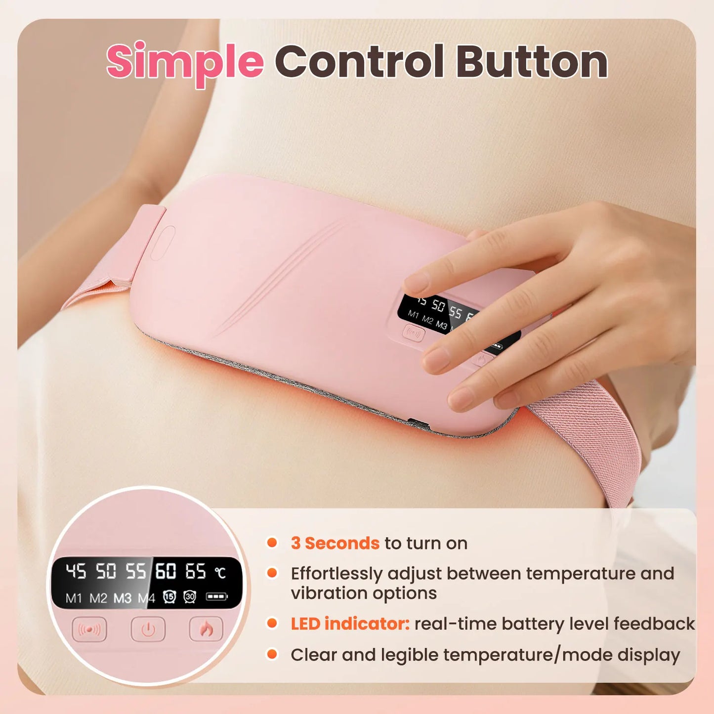DOAD Heated Cramp Massager – Adjustable Warm Belt for Menstrual & Abdominal Pain
