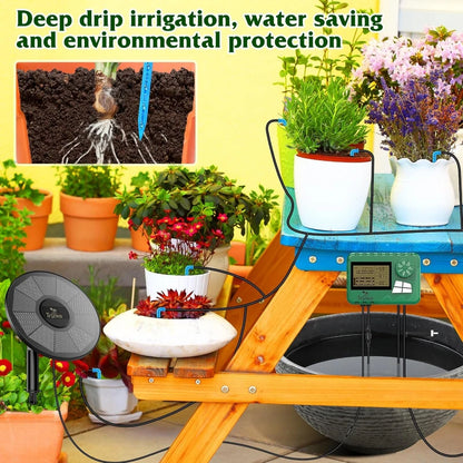 DIY Solar Irrigation Kit with 15m Hose – Garden, Balcony & Greenhouse Drip Watering System