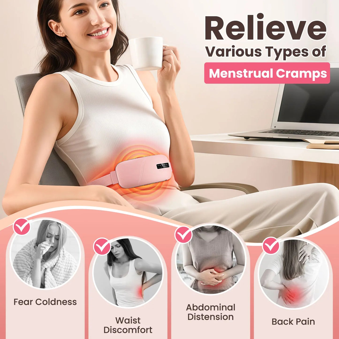 DOAD Heated Cramp Massager – Adjustable Warm Belt for Menstrual & Abdominal Pain