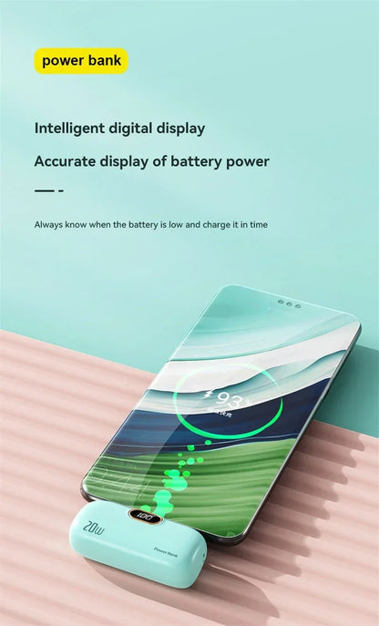 Mini Capsule Power Bank – Ultra-Compact Fast Charger & Emergency External Battery for iPhone and Android