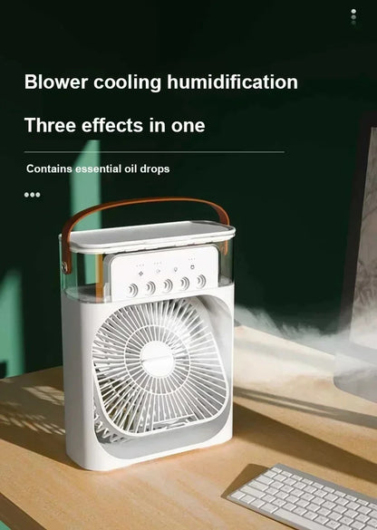 3-in-1 Portable Air Cooler, Humidifier & LED Night Light – Mini Air Conditioner Fan for Home & Office Use