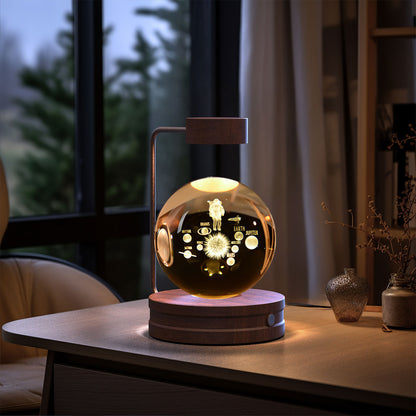 Beautiful crystal ball night light with colorful LED lights glowing