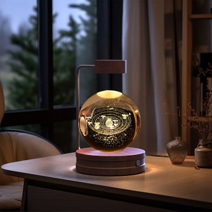 Glass crystal ball night light with colorful LED glow for ambiance