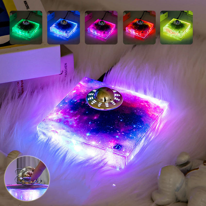 Levitating UFO Color Galaxy Lamp with magnetic levitating base rotating freely