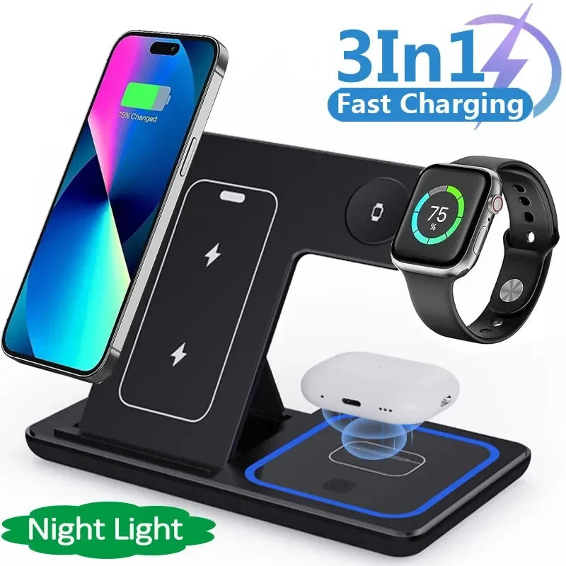 iPhone/iPods Wireless Charger Stand in white color with dual charging coil design