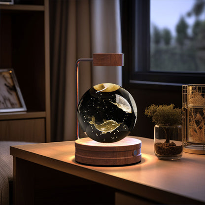 Beautiful crystal ball night light with swirling colors and delicate design